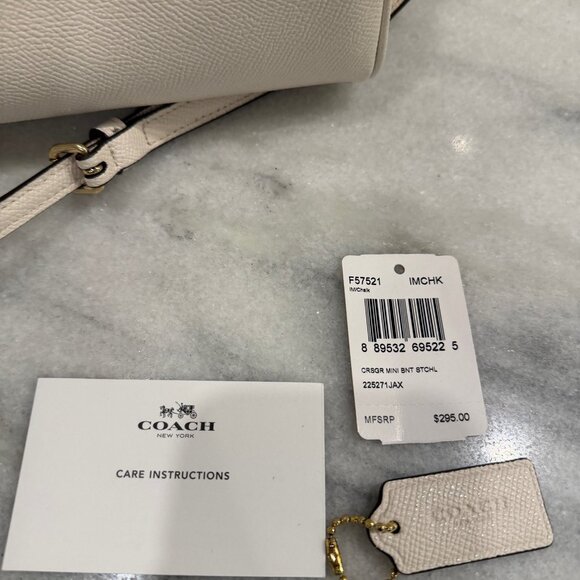 Coach Chalk Cream Mini Bennet Bag with Coach Retired Bag Charm - Picture 2 of 9